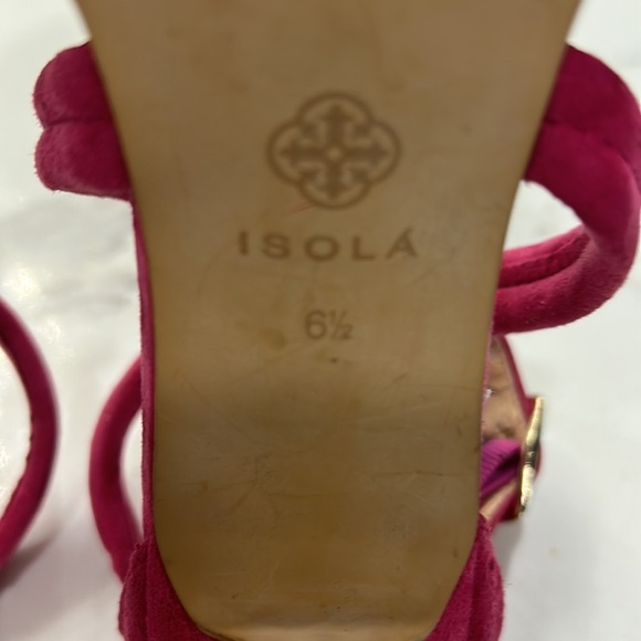 ISOLA Women’s Sandals Strappy Slingback Heeled Hot Pink Suede Leather. Size 6.5 - Picture 5 of 10